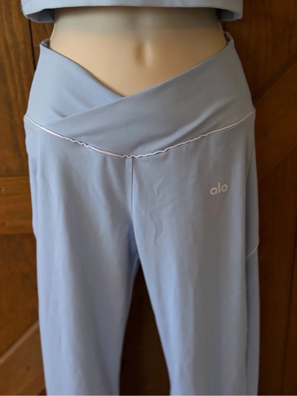 Cropped V-Waist Flare Pants in Light Blue - Women's Active Flare,
